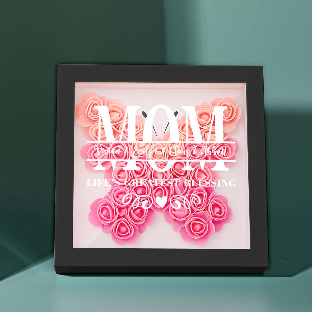 Custom Flower Shadow Box Personalized Name Flower Shadowbox Frame Mother's Day Gift - myphotowalletau