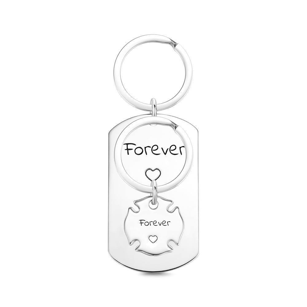 Custom Engraved Couple Keychain Set - Clover Dog Tag - MyPhotoWalletAU