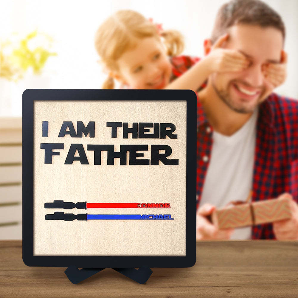 Father's Day Gifts Personalized Lightsaber I Am Their Father Wooden Sign for Dad - myphotowalletau