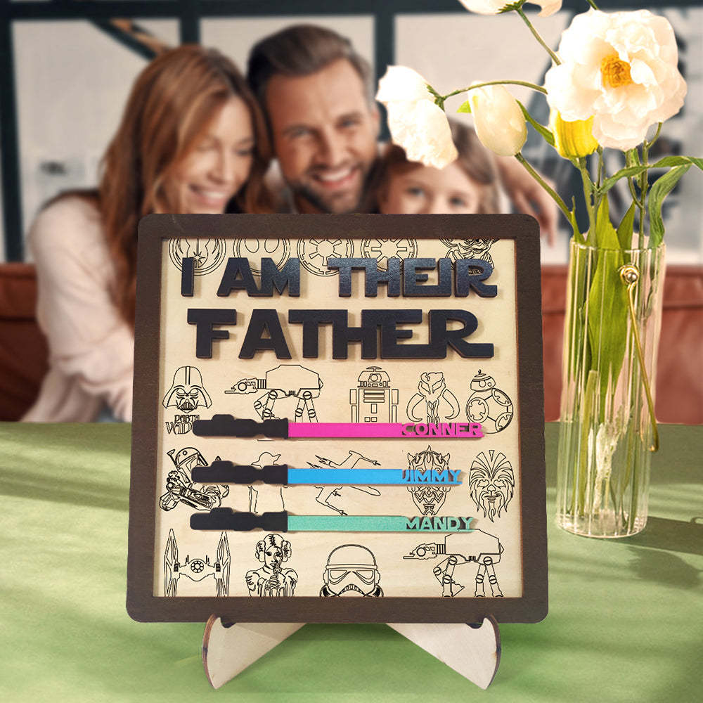 Personalized I Am Their Father Sign Wooden Lightsaber Plaque Father's Day Gifts - myphotowalletau