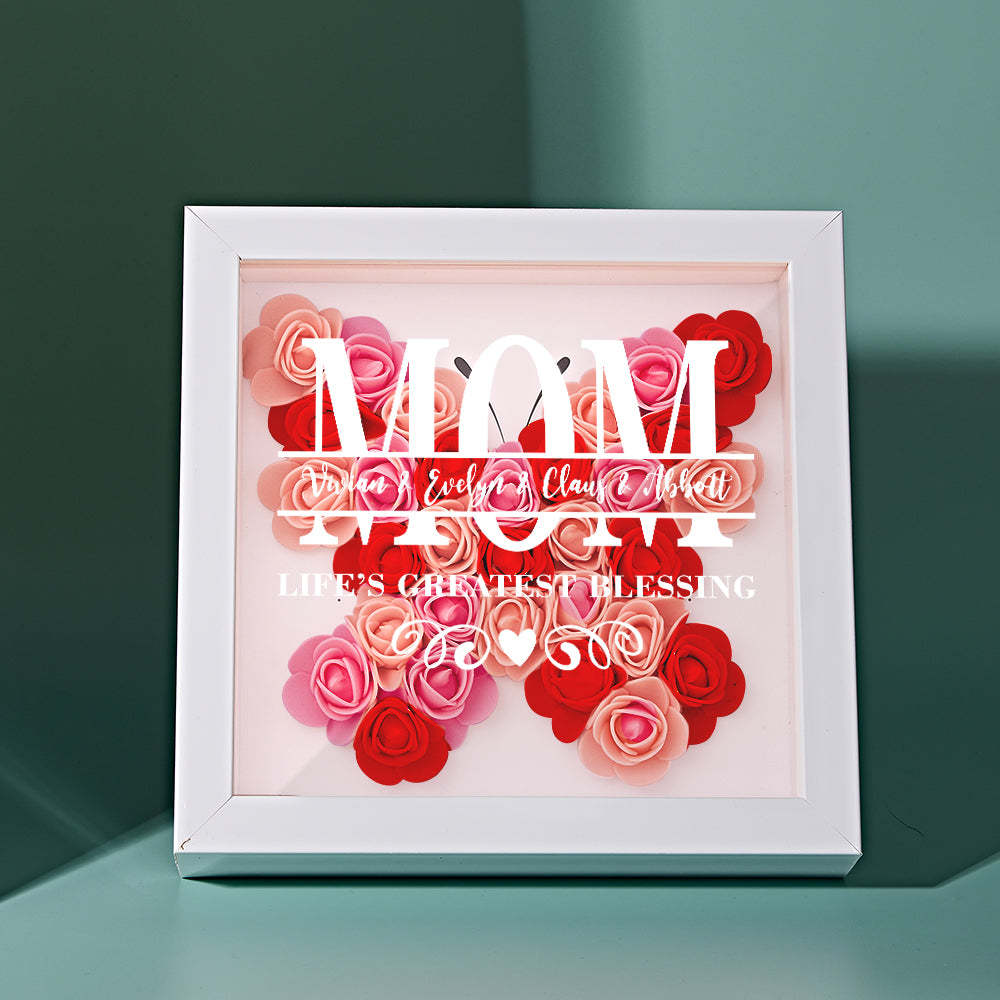 Custom Flower Shadow Box Personalized Name Flower Shadowbox Frame Mother's Day Gift - myphotowalletau