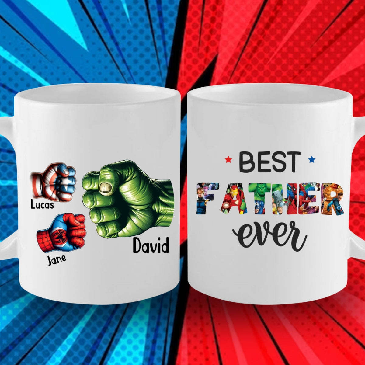 Father's Day Gifts Custom Names Personalised Hero Fists Printed Mug Best Dad Ever