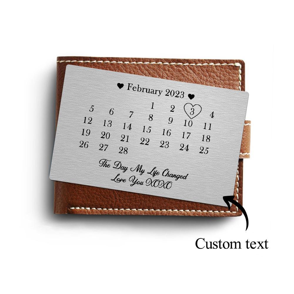 Personalized Wallet Card Day My Life Changed Date Metal Wallet Card Calendar Keepsake Gift