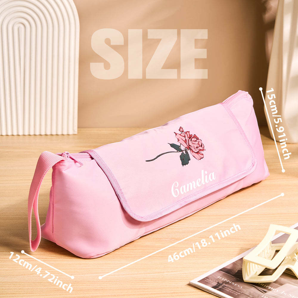 Personalized Birth Flower Heating Rod Storage Bag Waterproof Hairdressing Tool Kit Travel Accessories Gift for Her -