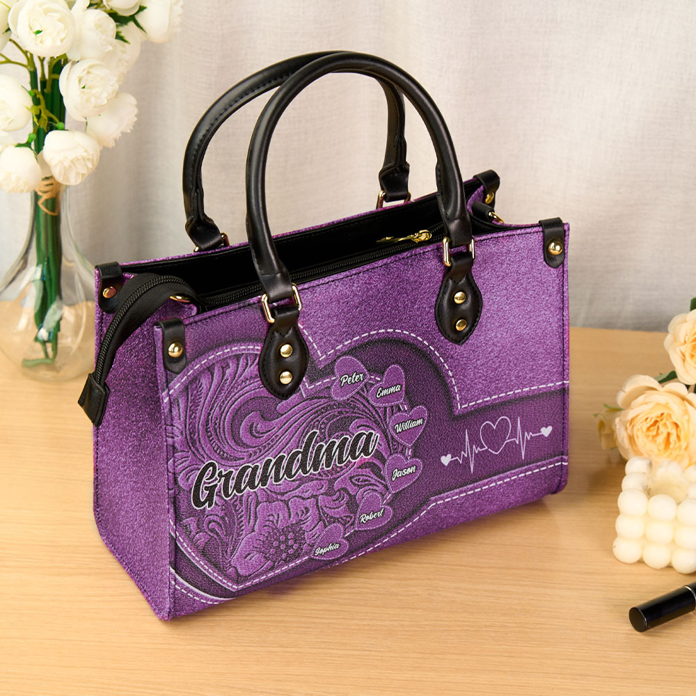 Personalised Leather Bag with Name Retro Large Tote Bag Mother's Day Gifts for Grandma Mom