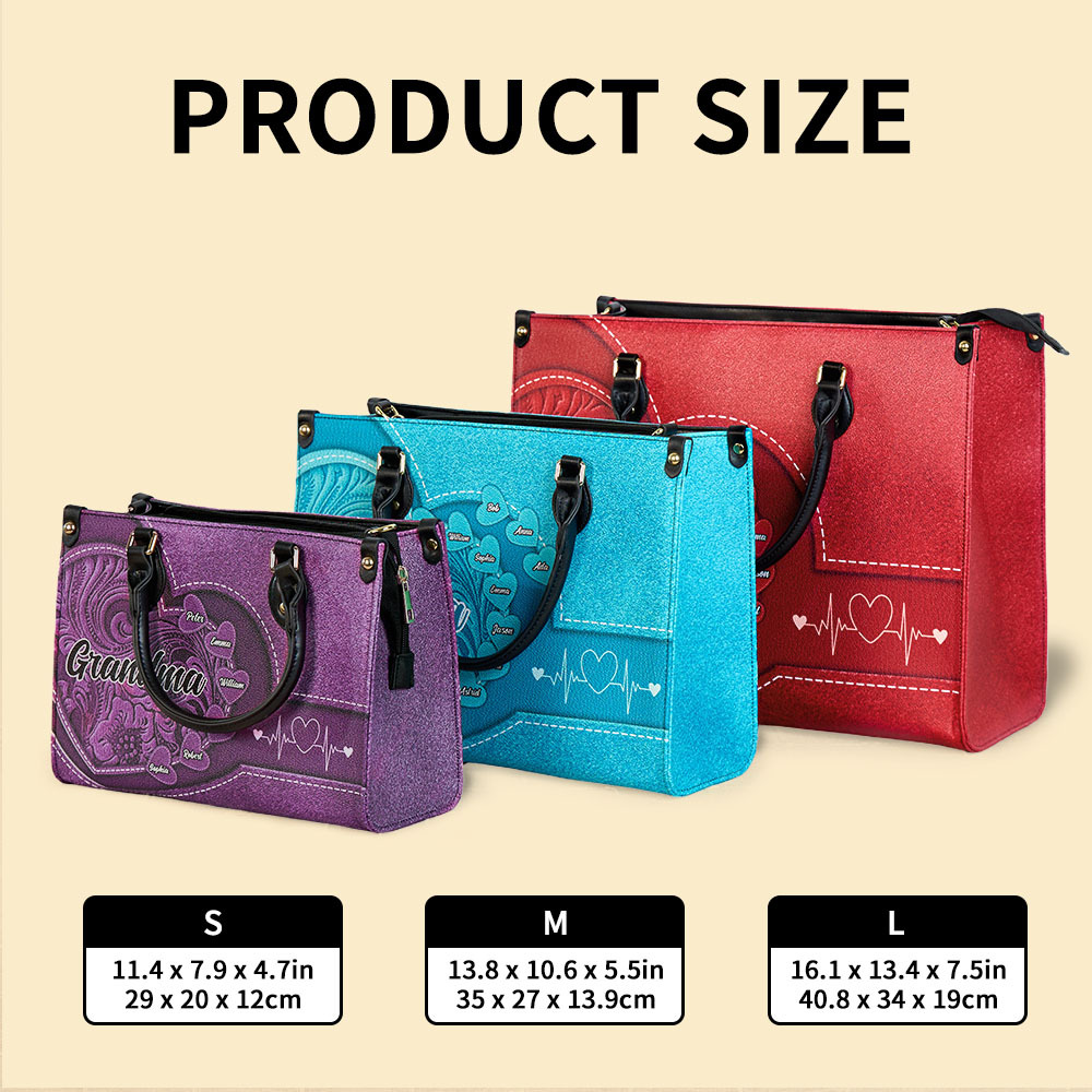 Personalised Leather Bag with Name Retro Large Tote Bag Mother's Day Gifts for Grandma Mom