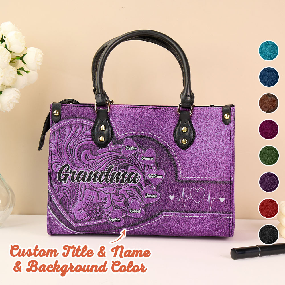Personalised Leather Bag with Name Retro Large Tote Bag Mother's Day Gifts for Grandma Mom