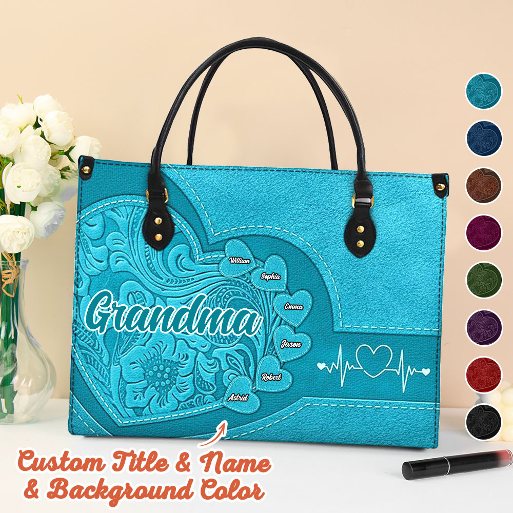 Personalised Leather Bag with Name Retro Large Tote Bag Mother's Day Gifts for Grandma Mom