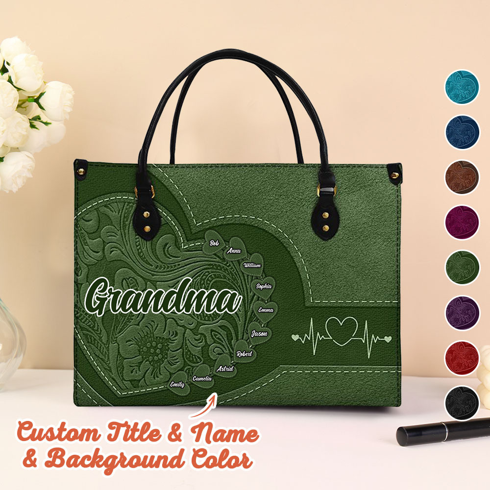 Personalised Leather Bag with Name Retro Large Tote Bag Mother's Day Gifts for Grandma Mom