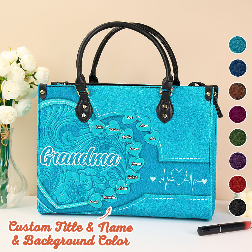 Personalised Leather Bag with Name Retro Large Tote Bag Mother's Day Gifts for Grandma Mom