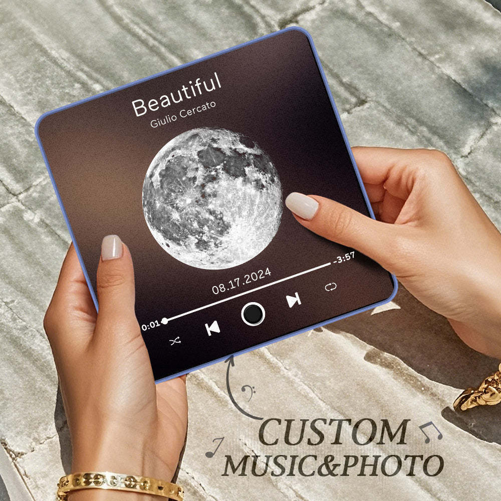 Personalized Moon Phase Music Fridge Magnet Customized Multicolor Wall Photo Sticker Music Fridge Magnet Can Play Songs - Myphotowallet