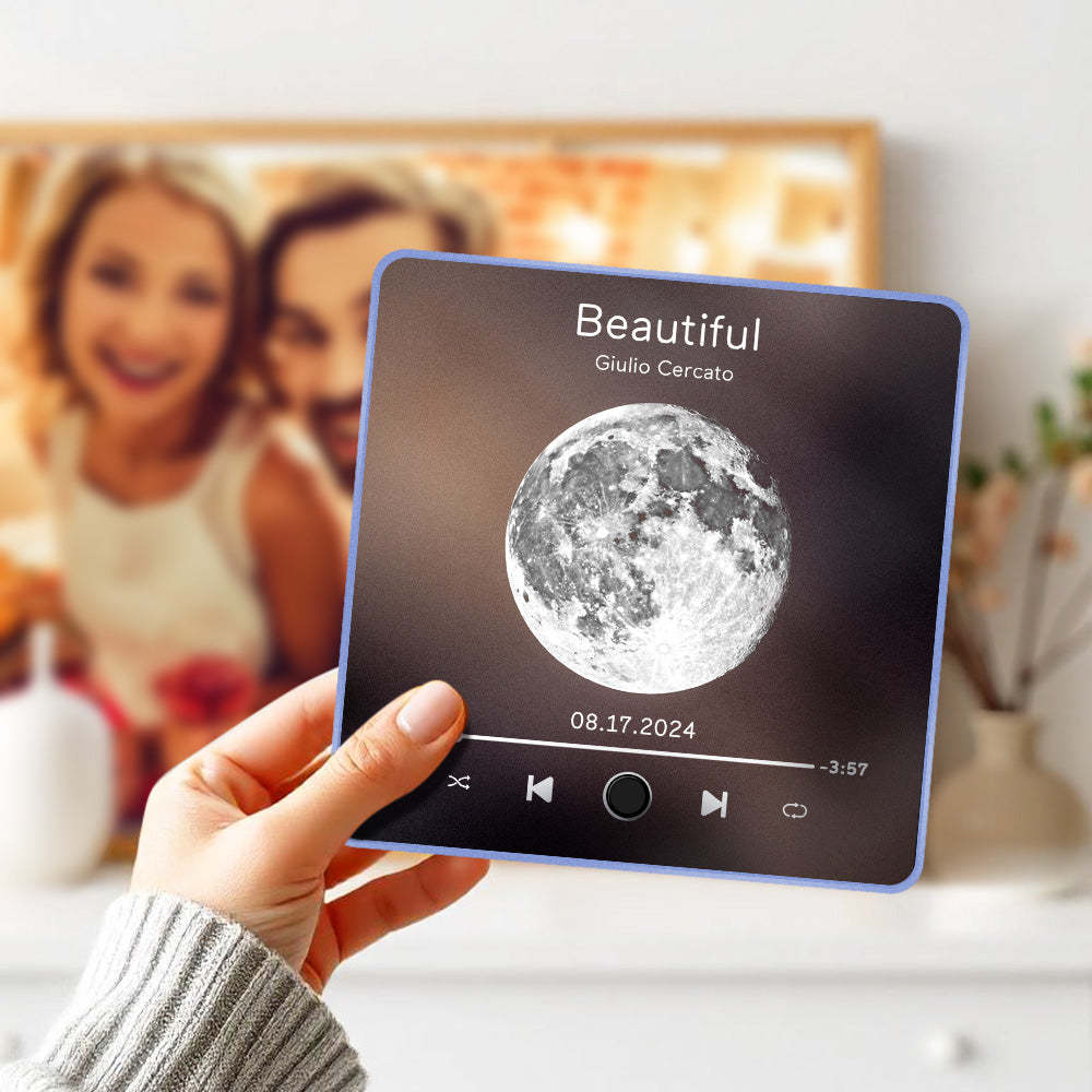 Personalized Moon Phase Music Fridge Magnet Customized Multicolor Wall Photo Sticker Music Fridge Magnet Can Play Songs - Myphotowallet