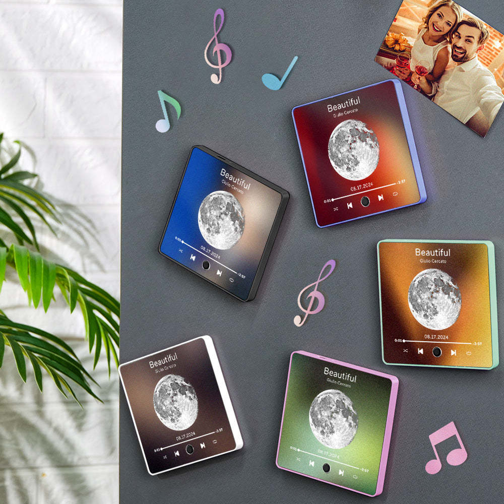 Personalized Moon Phase Music Fridge Magnet Customized Multicolor Wall Photo Sticker Music Fridge Magnet Can Play Songs - Myphotowallet