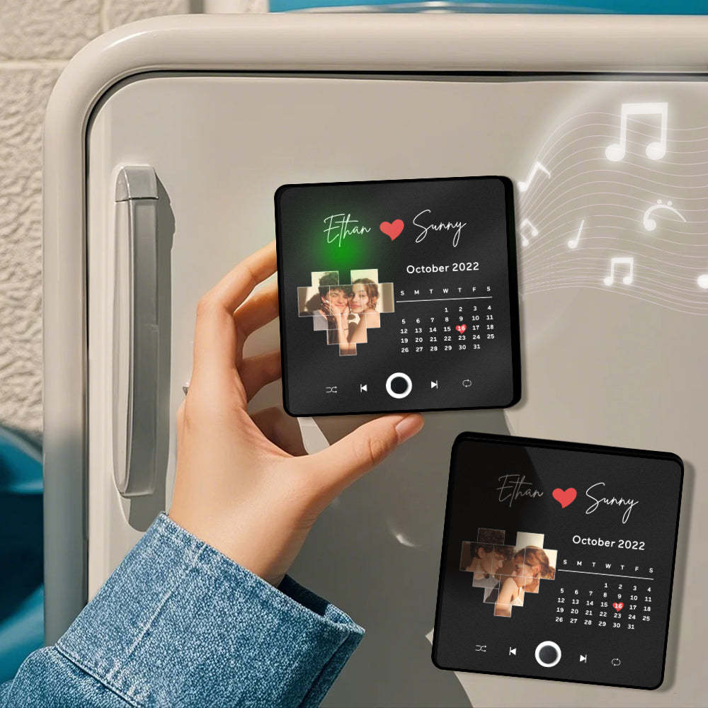 Personalized Moon Phase Music Fridge Magnet Customized Multicolor Wall Photo Sticker Music Fridge Magnet Can Play Songs - Myphotowallet