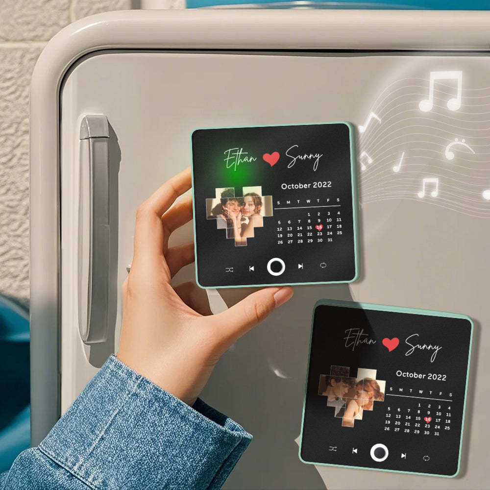 Personalized Moon Phase Music Fridge Magnet Customized Multicolor Wall Photo Sticker Music Fridge Magnet Can Play Songs - Myphotowallet