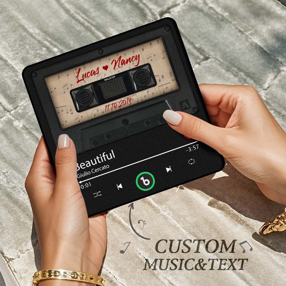 Custom Music Fridge Magnet Retro Black Cassette Tape Music Fridge Magnet New 4.0 Upgrade Music Wall Photo Sticker Music Movement That Can Be Played Gift for Couple - 