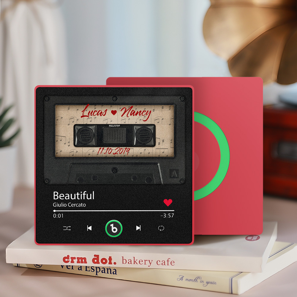 Custom Music Fridge Magnet Retro Black Cassette Tape Music Fridge Magnet New 4.0 Upgrade Music Wall Photo Sticker Music Movement That Can Be Played Gift for Couple - 