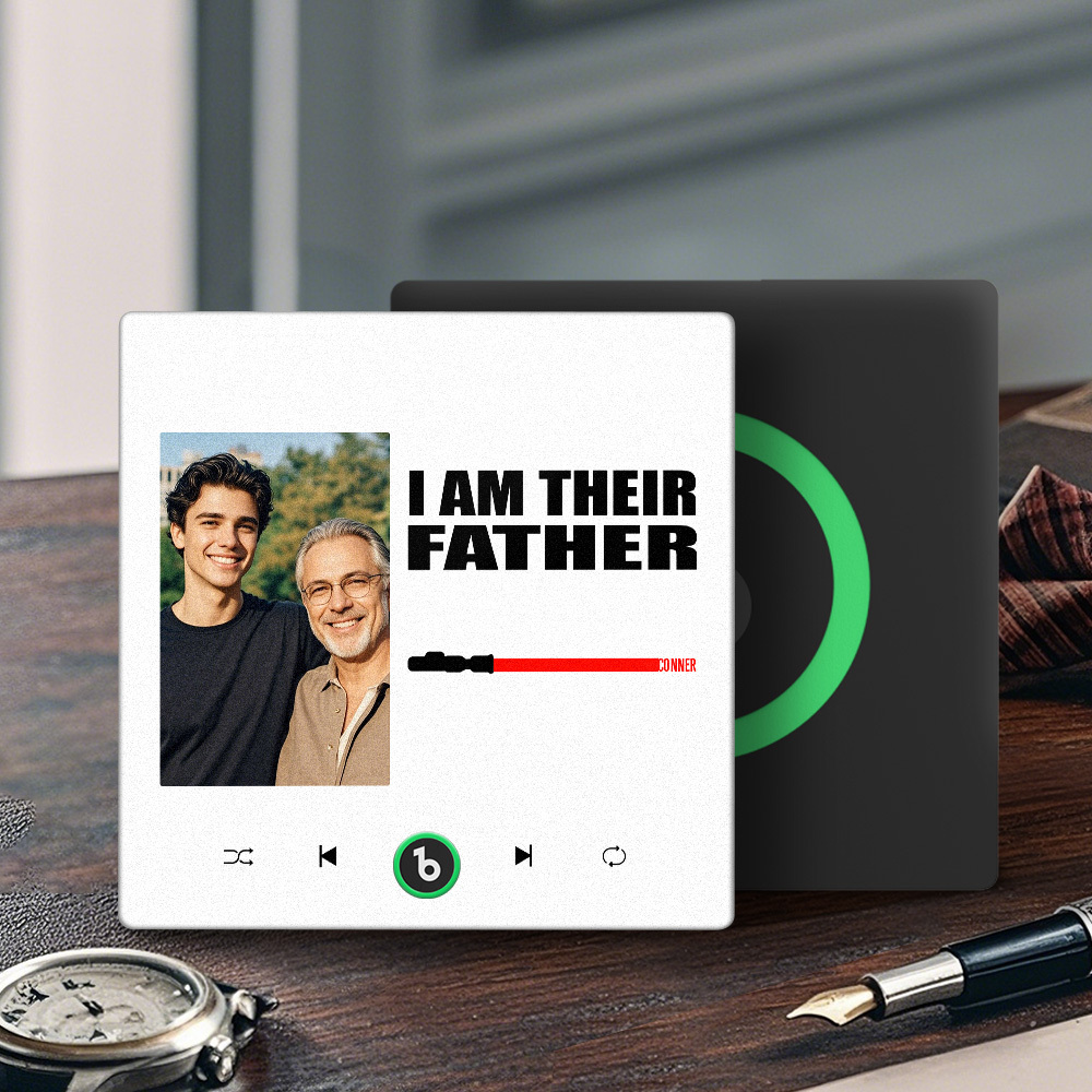 Custom Music Fridge Magnet New 4.0 Upgrade Colorful Frame Light Saber I Am Their Father Personalized Photo Album Fridge Magnet Music Father's Day Gifts - 
