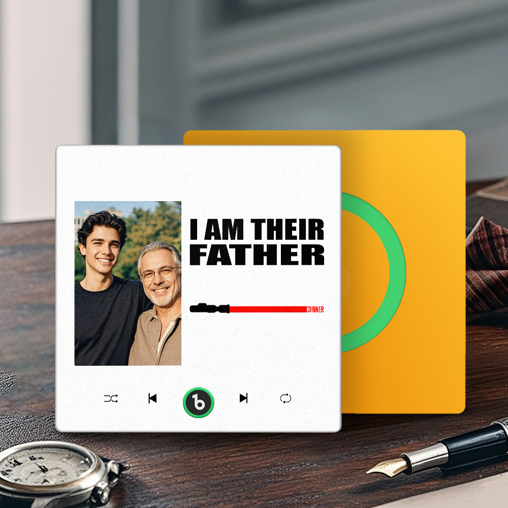 Custom Music Fridge Magnet New 4.0 Upgrade Colorful Frame Light Saber I Am Their Father Personalized Photo Album Fridge Magnet Music Father's Day Gifts - 