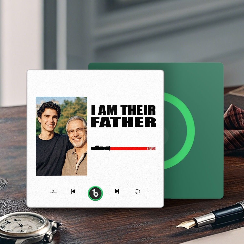 Custom Music Fridge Magnet New 4.0 Upgrade Colorful Frame Light Saber I Am Their Father Personalized Photo Album Fridge Magnet Music Father's Day Gifts - 