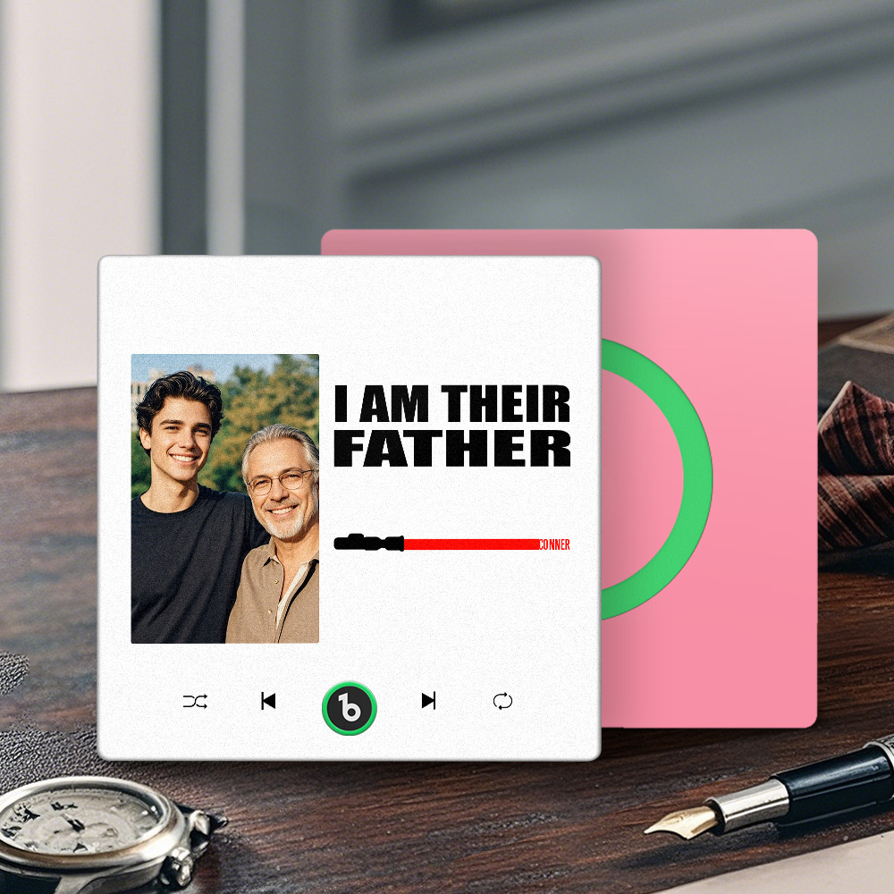 Custom Music Fridge Magnet New 4.0 Upgrade Colorful Frame Light Saber I Am Their Father Personalized Photo Album Fridge Magnet Music Father's Day Gifts - 