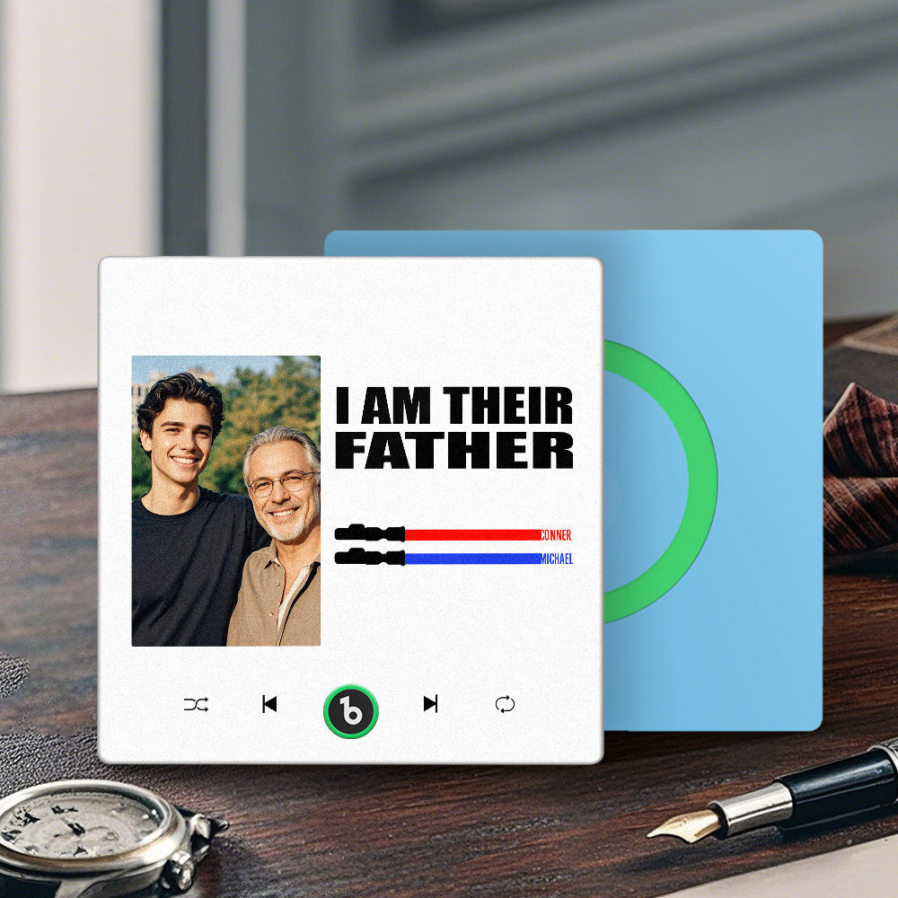 Custom Music Fridge Magnet New 4.0 Upgrade Colorful Frame Light Saber I Am Their Father Personalized Photo Album Fridge Magnet Music Father's Day Gifts - 