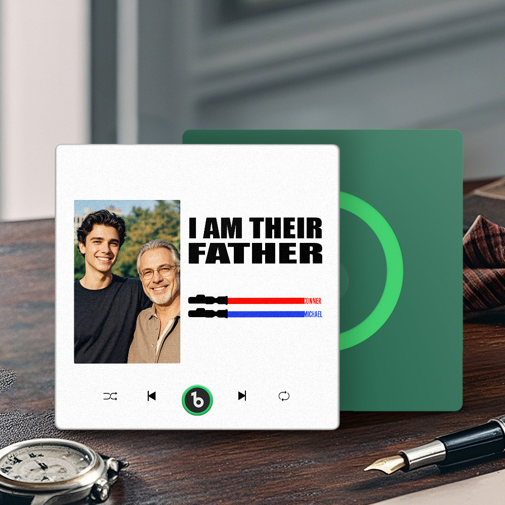 Custom Music Fridge Magnet New 4.0 Upgrade Colorful Frame Light Saber I Am Their Father Personalized Photo Album Fridge Magnet Music Father's Day Gifts - 