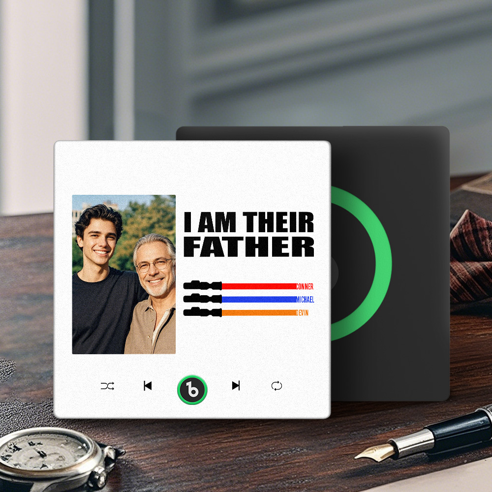 Custom Music Fridge Magnet New 4.0 Upgrade Colorful Frame Light Saber I Am Their Father Personalized Photo Album Fridge Magnet Music Father's Day Gifts - 