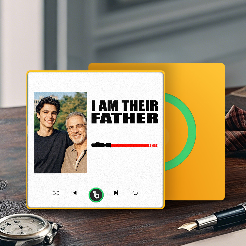 Custom Music Fridge Magnet New 4.0 Upgrade Colorful Frame Light Saber I Am Their Father Personalized Photo Album Fridge Magnet Music Father's Day Gifts - 