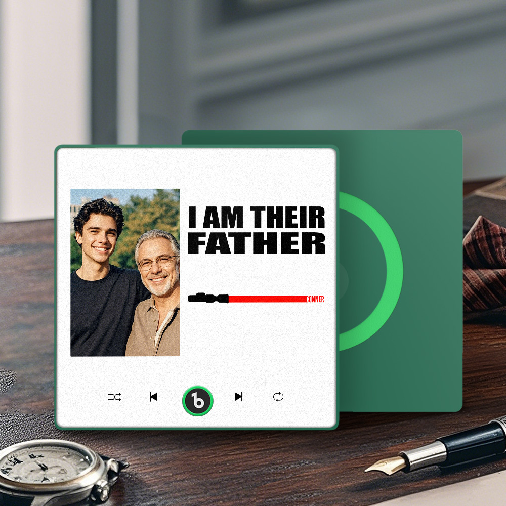 Custom Music Fridge Magnet New 4.0 Upgrade Colorful Frame Light Saber I Am Their Father Personalized Photo Album Fridge Magnet Music Father's Day Gifts - 