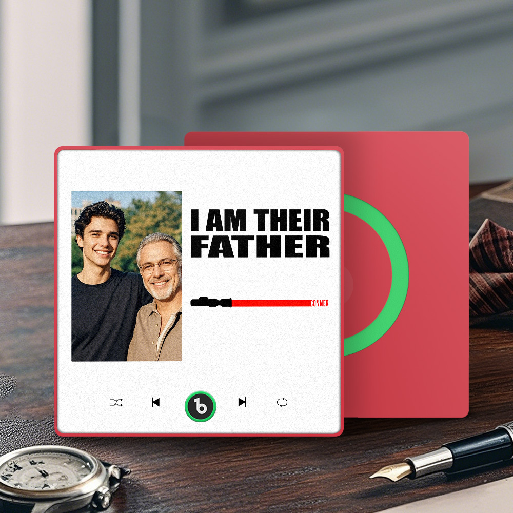 Custom Music Fridge Magnet New 4.0 Upgrade Colorful Frame Light Saber I Am Their Father Personalized Photo Album Fridge Magnet Music Father's Day Gifts - 