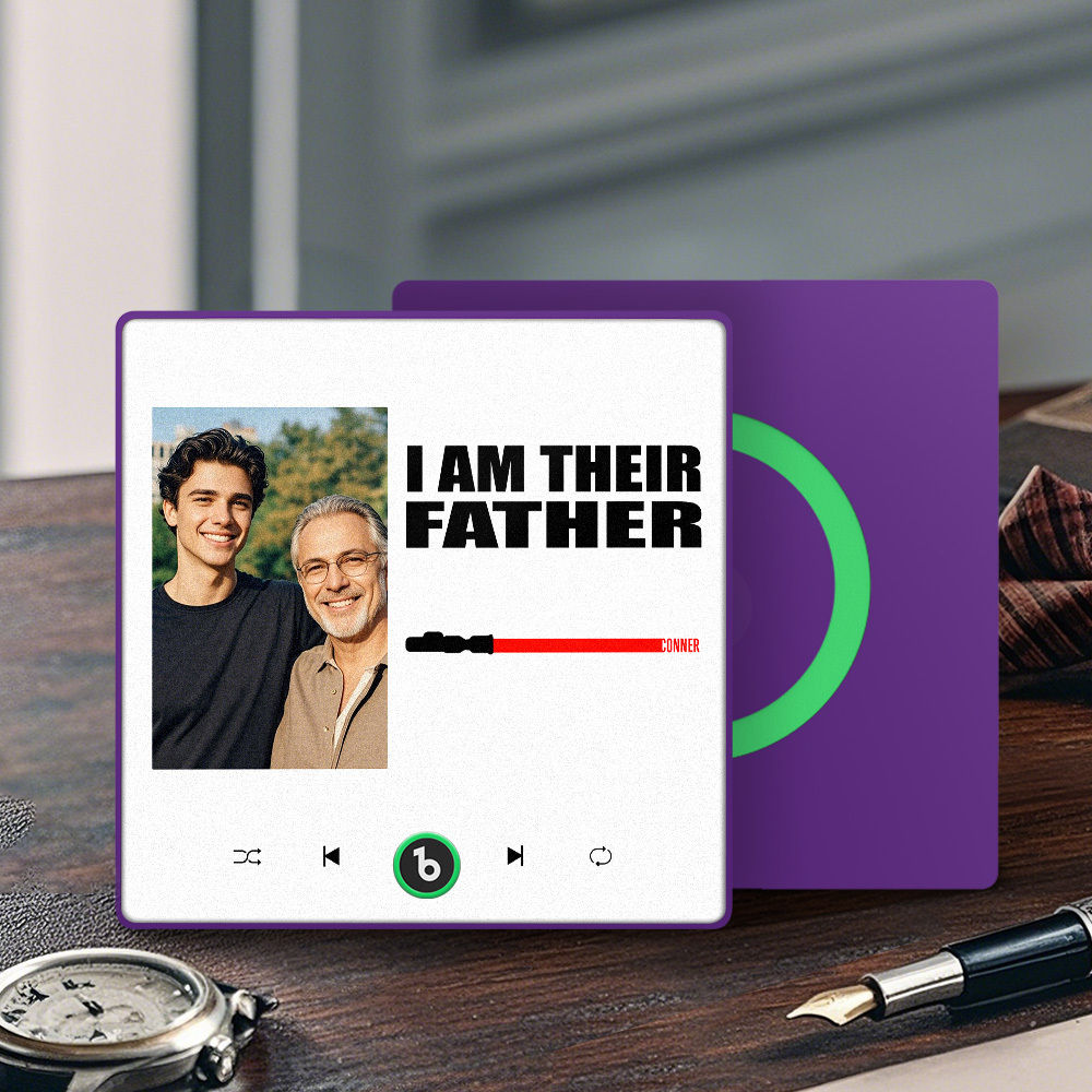 Custom Music Fridge Magnet New 4.0 Upgrade Colorful Frame Light Saber I Am Their Father Personalized Photo Album Fridge Magnet Music Father's Day Gifts - 