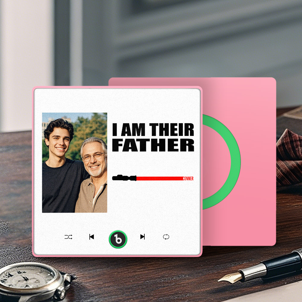 Custom Music Fridge Magnet New 4.0 Upgrade Colorful Frame Light Saber I Am Their Father Personalized Photo Album Fridge Magnet Music Father's Day Gifts - 
