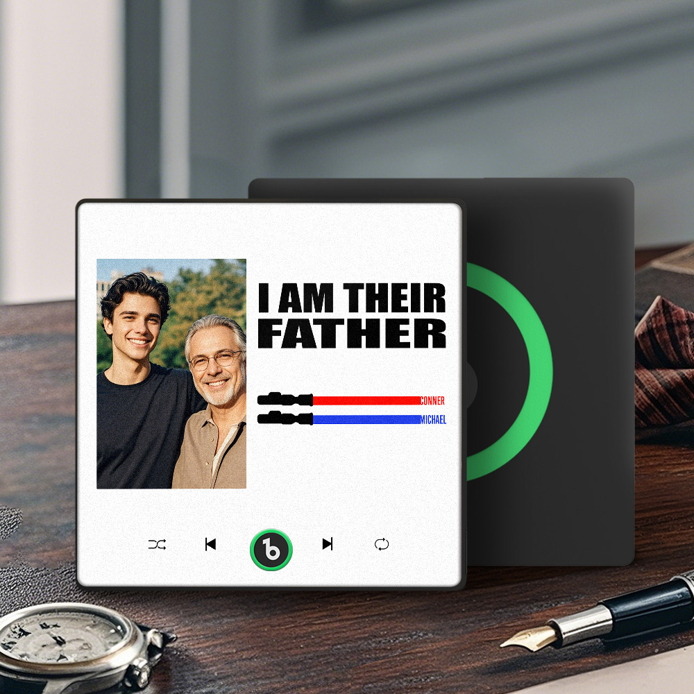 Custom Music Fridge Magnet New 4.0 Upgrade Colorful Frame Light Saber I Am Their Father Personalized Photo Album Fridge Magnet Music Father's Day Gifts - 