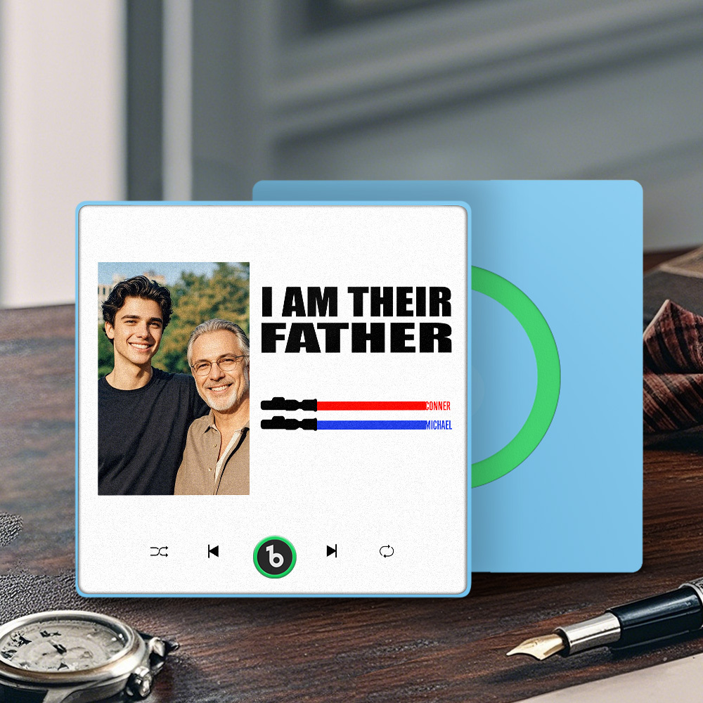 Custom Music Fridge Magnet New 4.0 Upgrade Colorful Frame Light Saber I Am Their Father Personalized Photo Album Fridge Magnet Music Father's Day Gifts - 