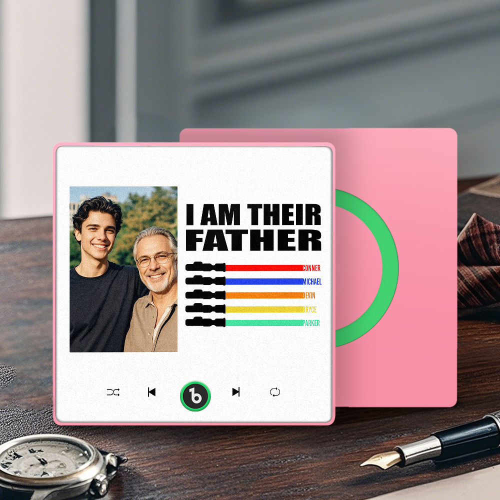 Custom Music Fridge Magnet New 4.0 Upgrade Colorful Frame Light Saber I Am Their Father Personalized Photo Album Fridge Magnet Music Father's Day Gifts - 