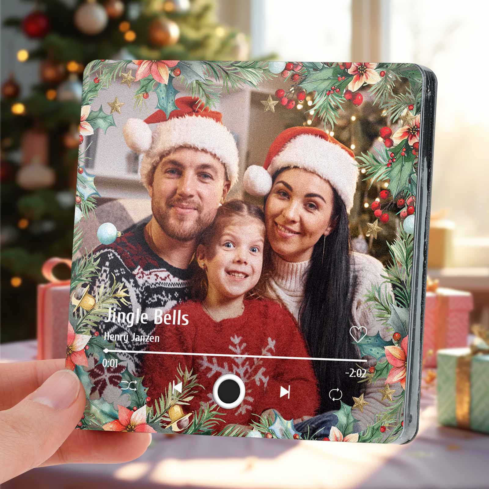 Personalized Christmas Family Photo Music Fridge Magnet Custom Music Magnets Can Play Songs Christmas Gifts for Family