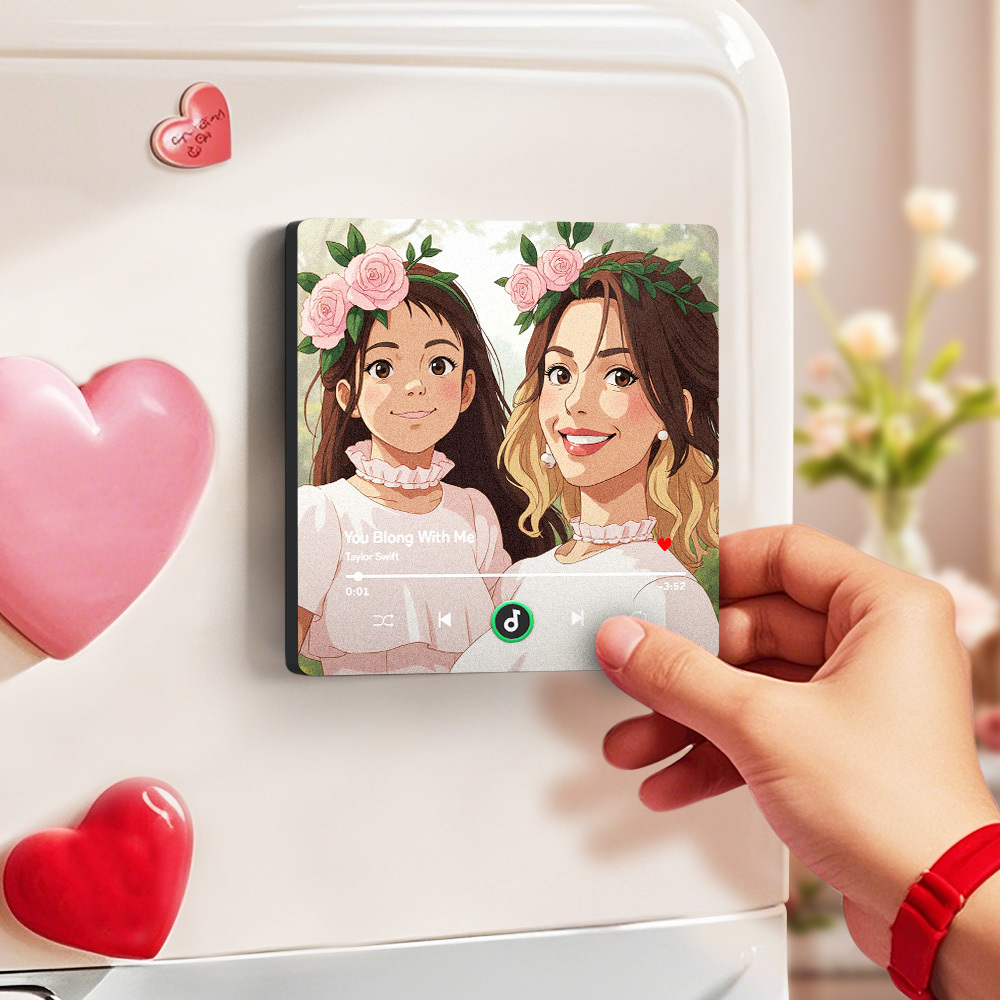 Custom Gibli-style Music Fridge Magnet and Photo with Colorful Frame Music Wall Photo Sticker Music Movement That Can Be Played - 