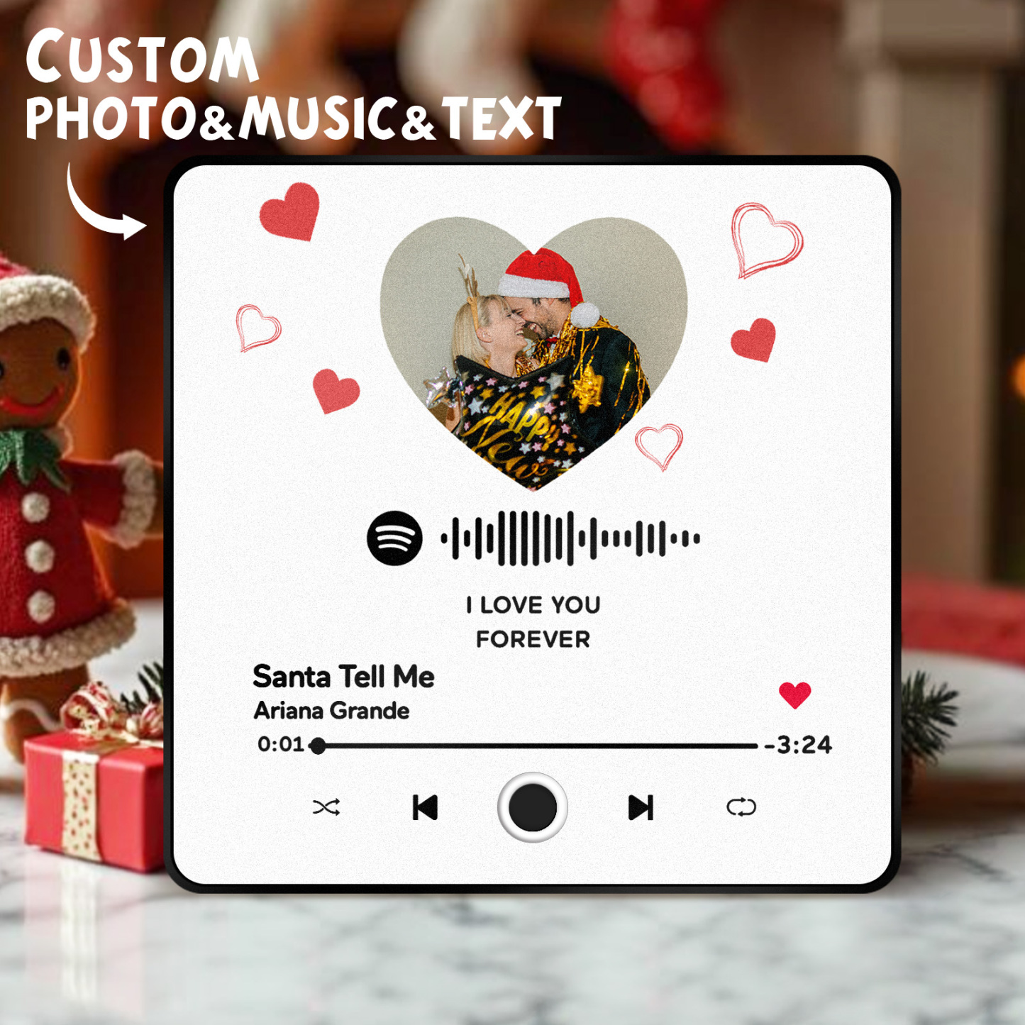 Customized Album Fridge Magnet Personalized Music Fridge Magnet Can Play Songs Christmas Gift - 