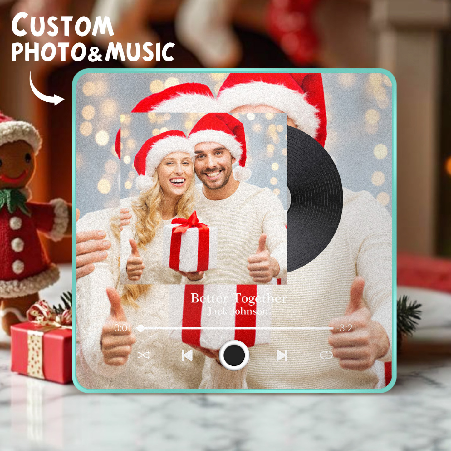 Customized Album Fridge Magnet Personalized Music Fridge Magnet Can Play Songs Christmas Gift - 