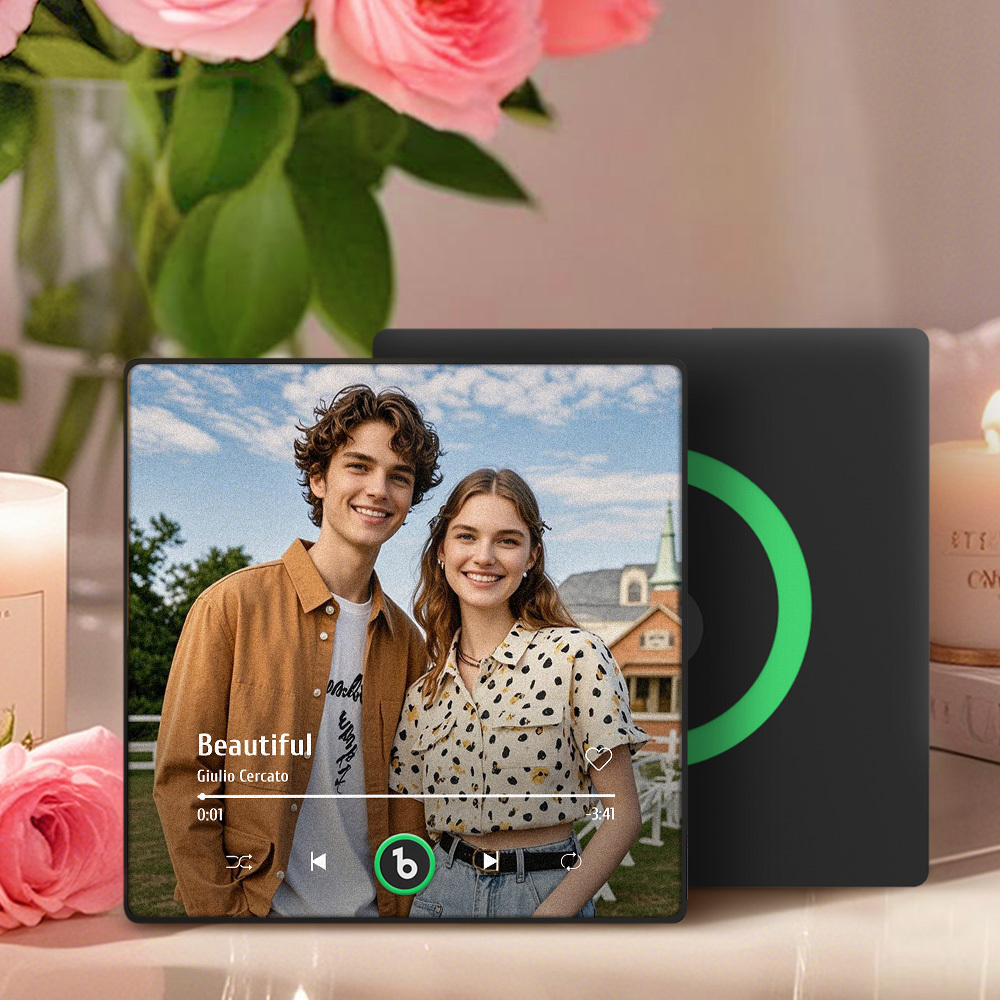 New 4.0 Upgrade Custom Music Fridge Magnet Colorful Frame Album Fridge Magnet Can Play Songs Gift for Couple Can Upload Your Music Valentine's Day