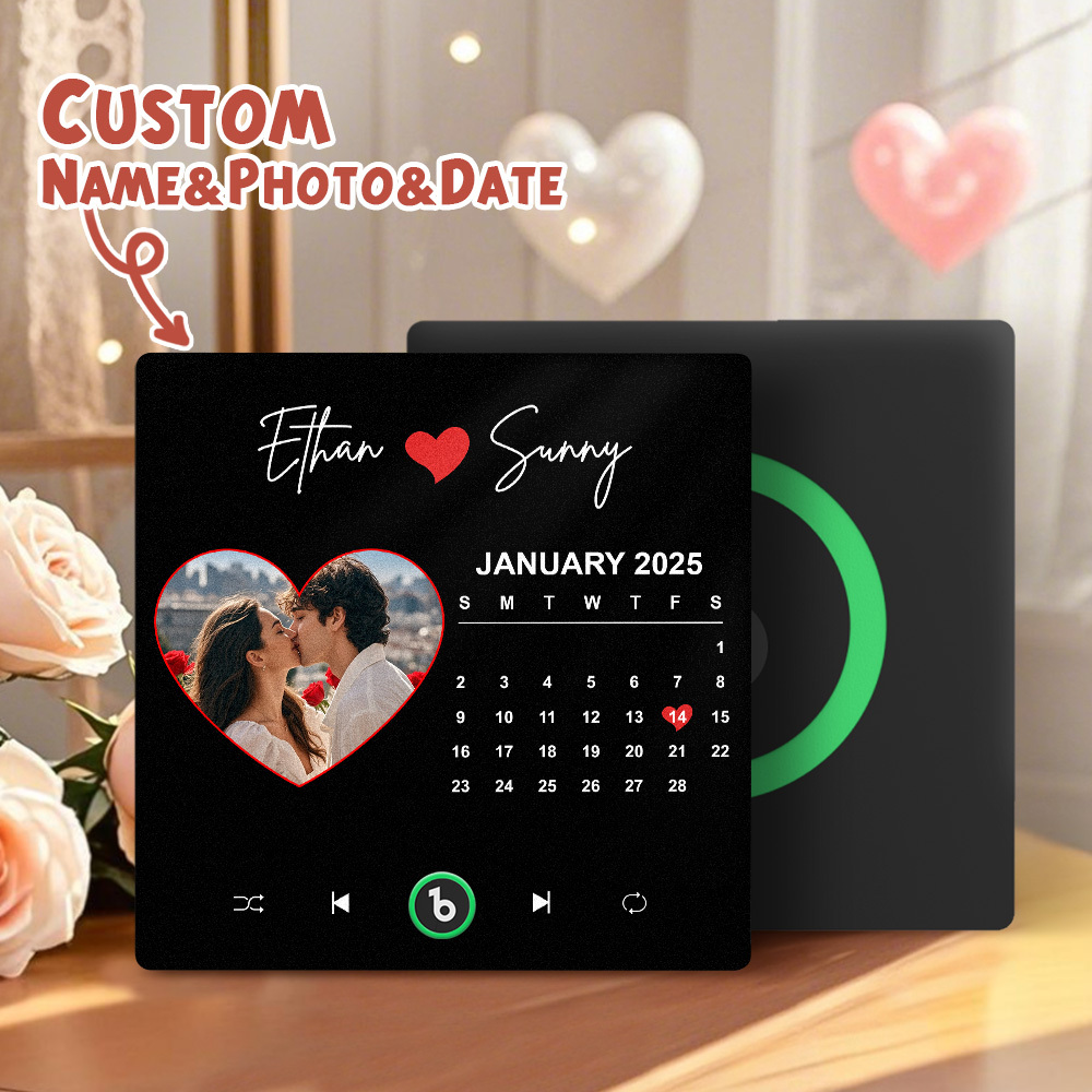 New 4.0 Upgrade Custom Music Fridge Magnet Colorful Frame Album Fridge Magnet Can Play Songs Gift for Couple Can Upload Your Music Valentine's Day - 