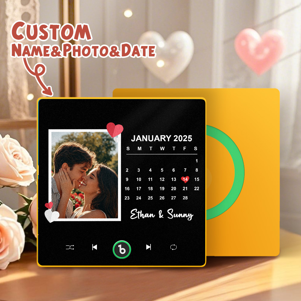 New 4.0 Upgrade Custom Music Fridge Magnet Colorful Frame Album Fridge Magnet Can Play Songs Gift for Couple Can Upload Your Music Valentine's Day - 