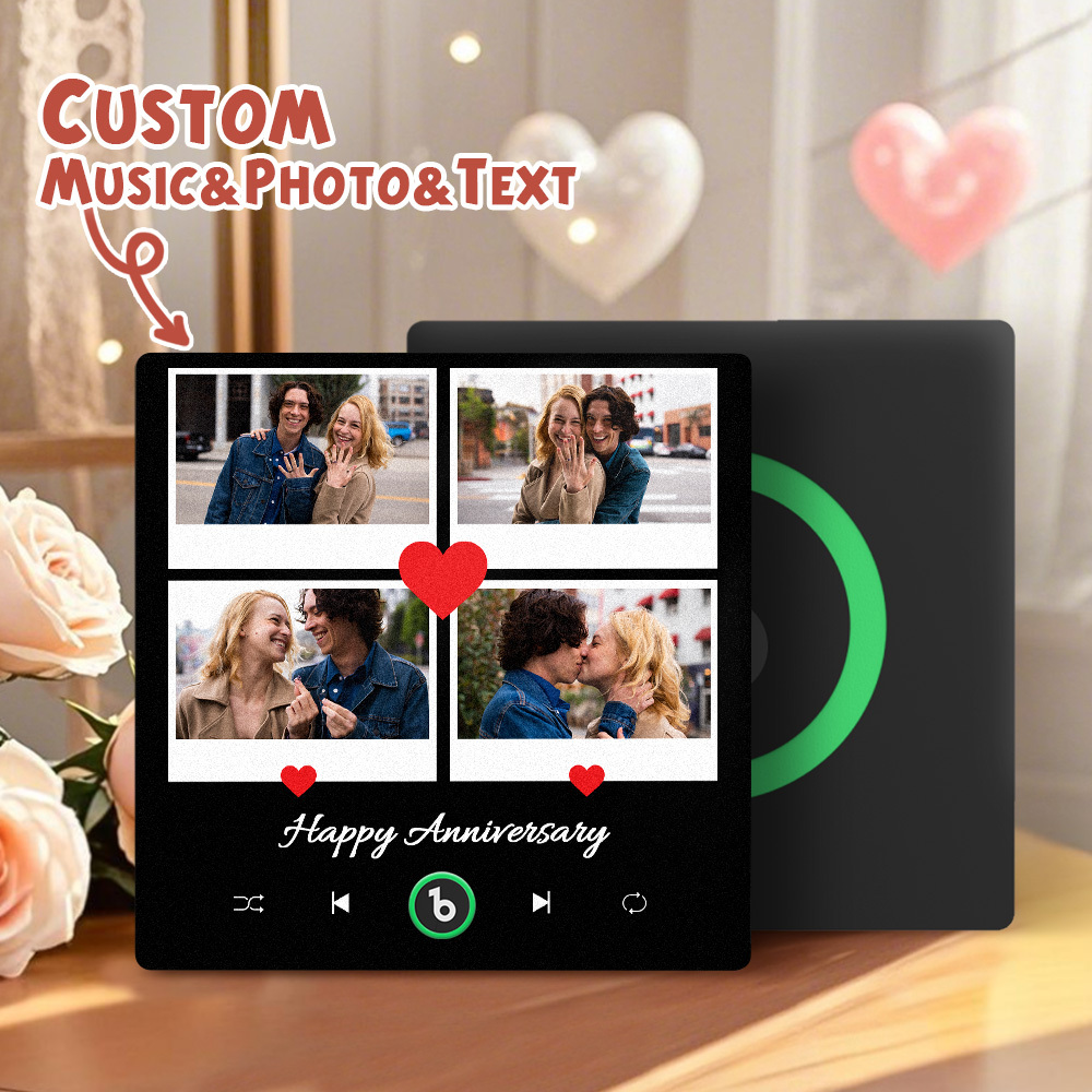 New 4.0 Upgrade Custom Music Fridge Magnet Colorful Frame Album Fridge Magnet Can Play Songs Gift for Couple Can Upload Your Music Valentine's Day - 