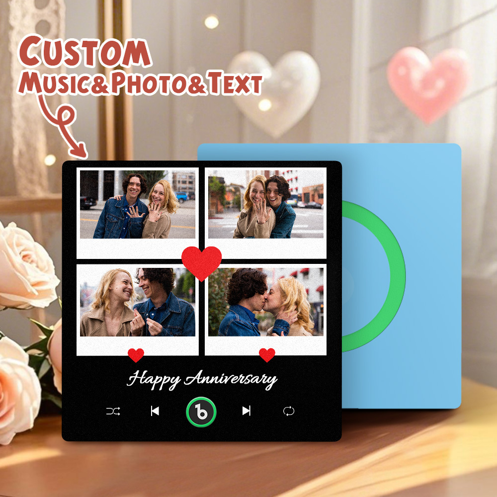 New 4.0 Upgrade Custom Music Fridge Magnet Colorful Frame Album Fridge Magnet Can Play Songs Gift for Couple Can Upload Your Music Valentine's Day - 