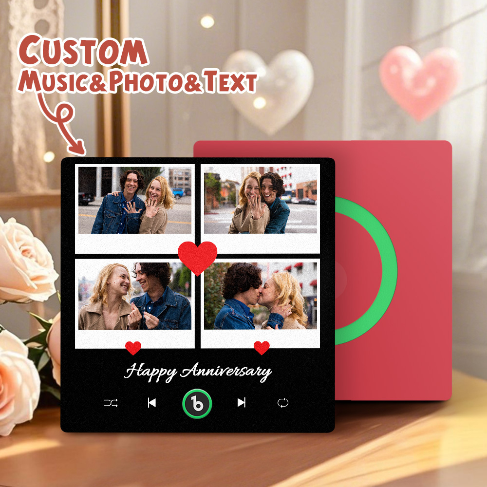 New 4.0 Upgrade Custom Music Fridge Magnet Colorful Frame Album Fridge Magnet Can Play Songs Gift for Couple Can Upload Your Music Valentine's Day - 