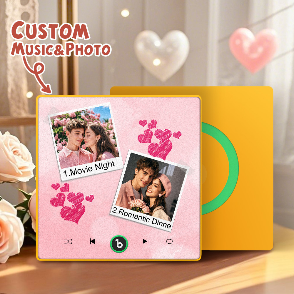 New 4.0 Upgrade Custom Music Fridge Magnet Colorful Frame Album Fridge Magnet Can Play Songs Gift for Couple Can Upload Your Music Valentine's Day - 