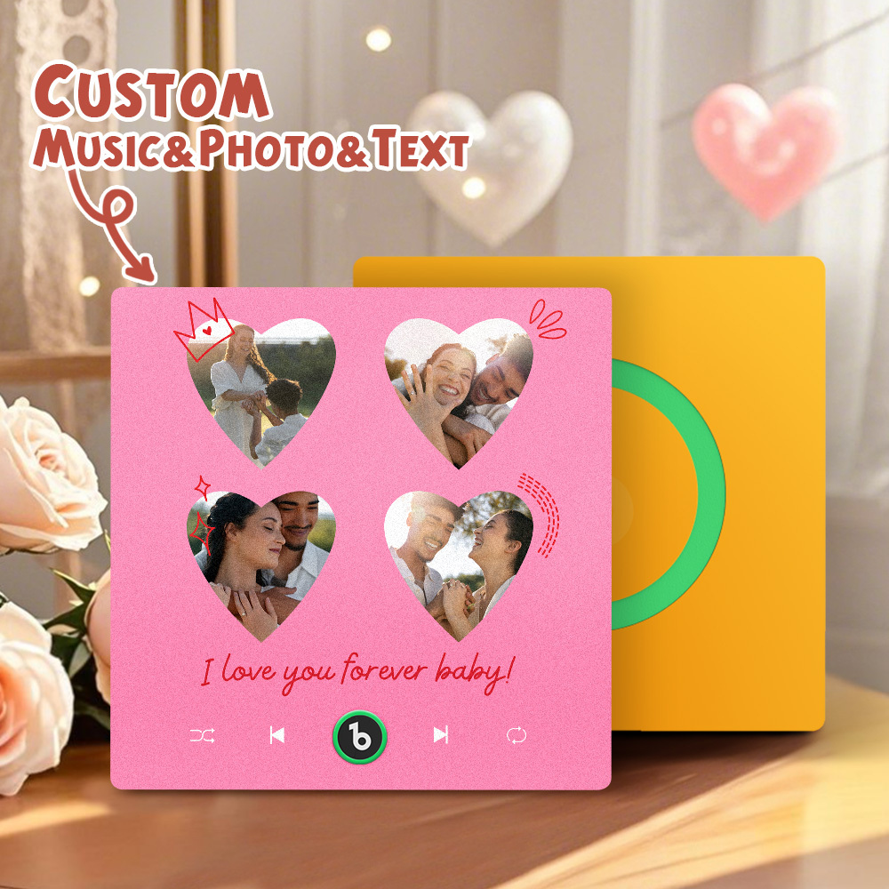 New 4.0 Upgrade Custom Music Fridge Magnet Colorful Frame Album Fridge Magnet Can Play Songs Gift for Couple Can Upload Your Music Valentine's Day - 