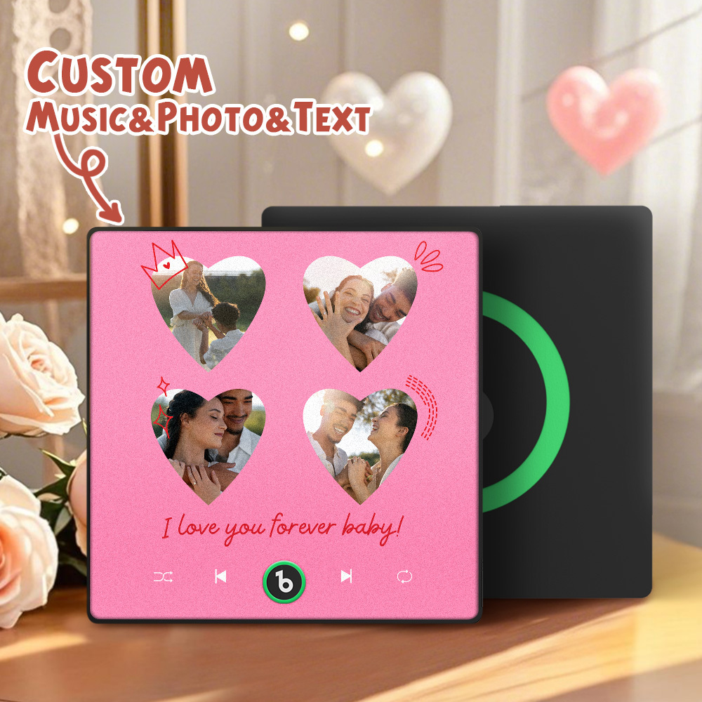New 4.0 Upgrade Custom Music Fridge Magnet Colorful Frame Album Fridge Magnet Can Play Songs Gift for Couple Can Upload Your Music Valentine's Day - 