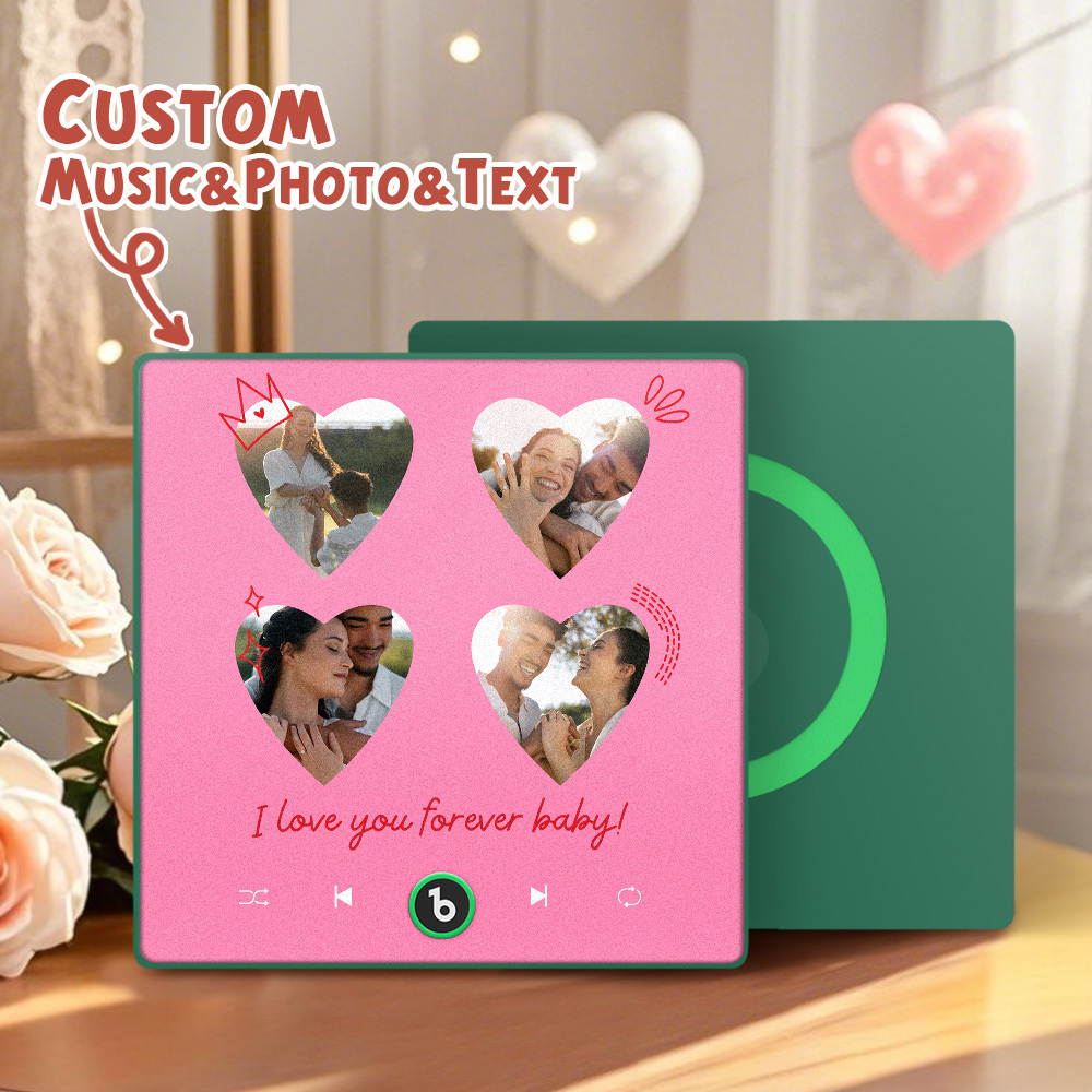 New 4.0 Upgrade Custom Music Fridge Magnet Colorful Frame Album Fridge Magnet Can Play Songs Gift for Couple Can Upload Your Music Valentine's Day - 